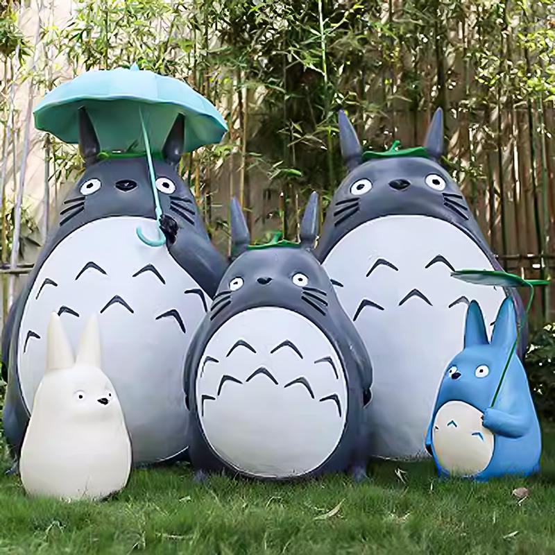 Statue De Totoro En Résine De Sculpture De Dessin Animé En Fibre De Verre De Grandeur Nature Extérieure Personnalisée